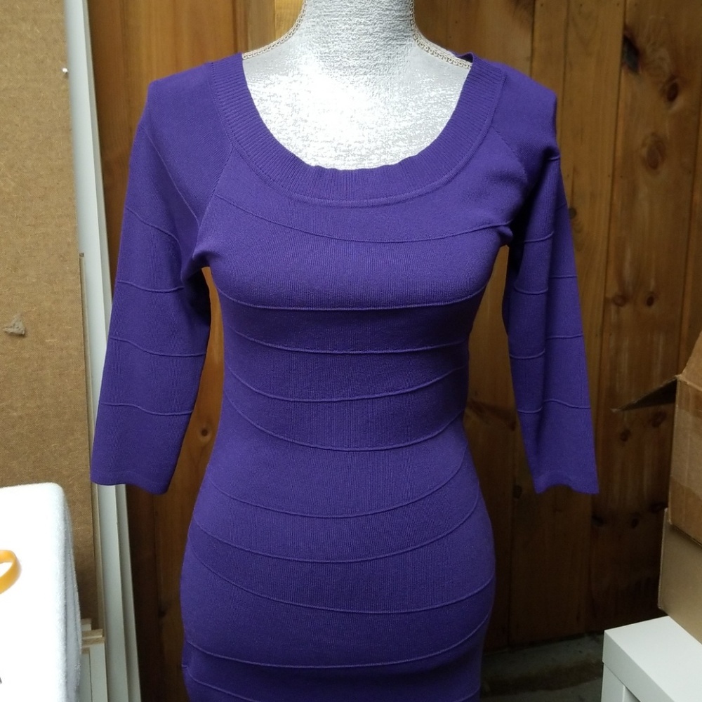 Max Studio Purple Scoopneck Bandage Dress
